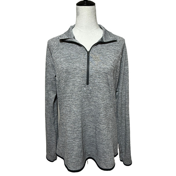 Under Armour Top Womens Large Gray Fitted 1/4 Zip Pullover Thumbholes Running - Picture 5 of 10